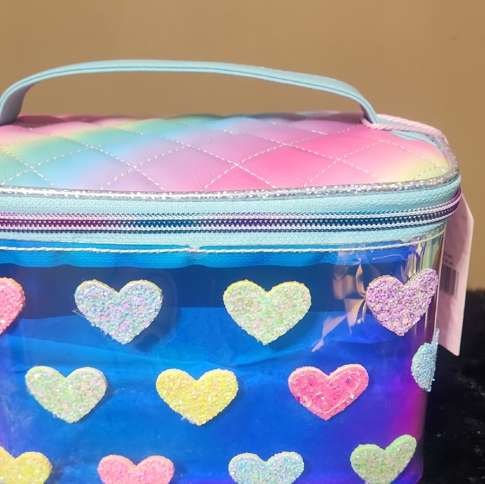 Rainbow Heart Cosmetic Bag
